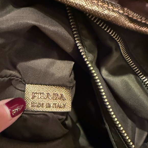 Prada Dark Brown nylon-Vintage all over print Logo Tote - Picture 2 of 6